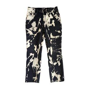 Custom Black Bleach Tie Dye Women's Straight Leg High Rise Jeans Size 8 Kirkland